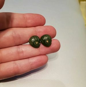 JADE GOLD NUGGET Bear Paw Stud Earrings